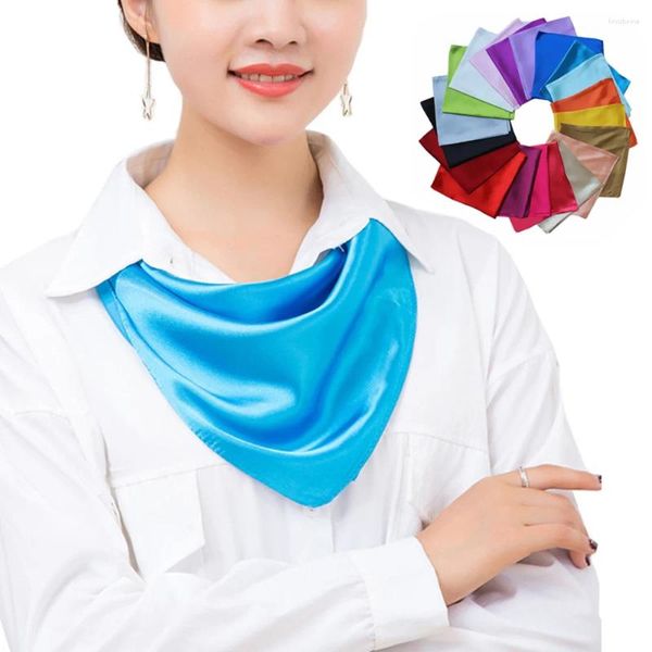 Foulards 60 60cm Femmes Solide Couleur Soie Foulard Doux Cheveux Cravate Bande Sac Rubans Mode Simple Carré Pour Dames Femme Hijab