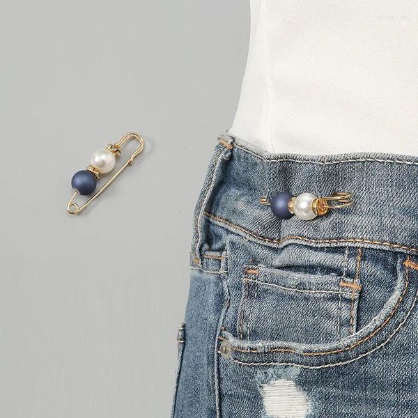 Échantillonnages 6pcs / sac accessoires Pin de sécurité perlé resserrer le bouton des épingles de jean de taille pour les femmes Hijab écharpe Brooch Mixed Design 2024