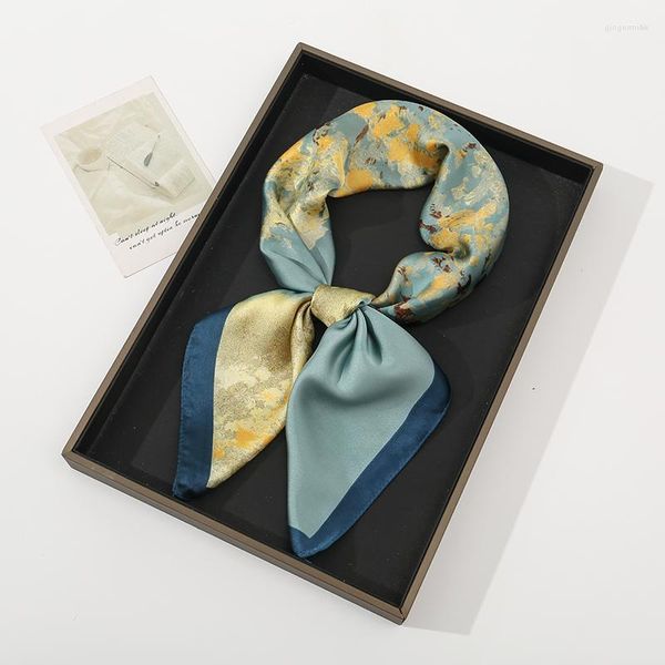 Foulards 70 70cm Joli Foulard Carré Satin Soie Imprimée Petits Châles Foulard Foulard Femme Foulard Tête Femme