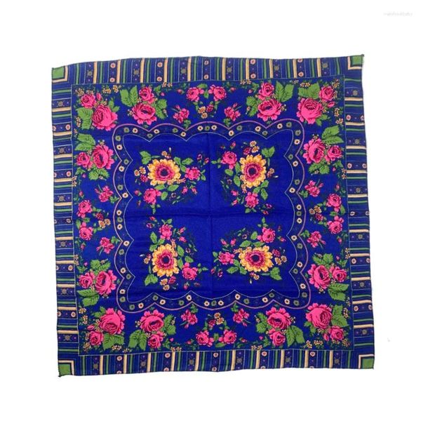 Écharbes 70 70cm écharpe nationnelle russe écharpe de luxe à imprimé floral Bandana Bandana Babushka Mandkerchief Head Wraps