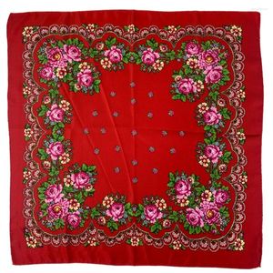 Écharpes 70 70cm écharpe carrée russe luxe imprimé floral bandana bande de châle ethnique châle