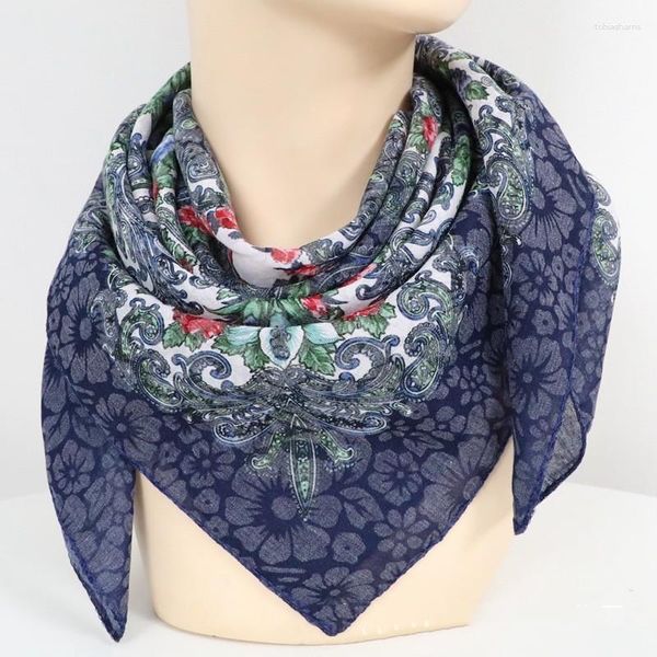 Foulards 70 70cm Style russe Floral Imprimer Bandana Écharpe Femmes National Petit Mouchoir Carré Femme Head Wraps Bandeau