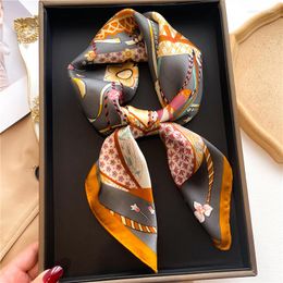 Bufandas de satén con estampado de seda de 70cm para mujer