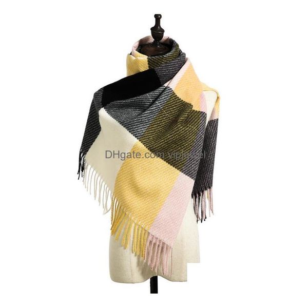 Foulards 8 styles hiver plaid gland écharpe tartan cachemire femmes couverture designer acrylique châles de base femmes foulards livraison directe dhxka