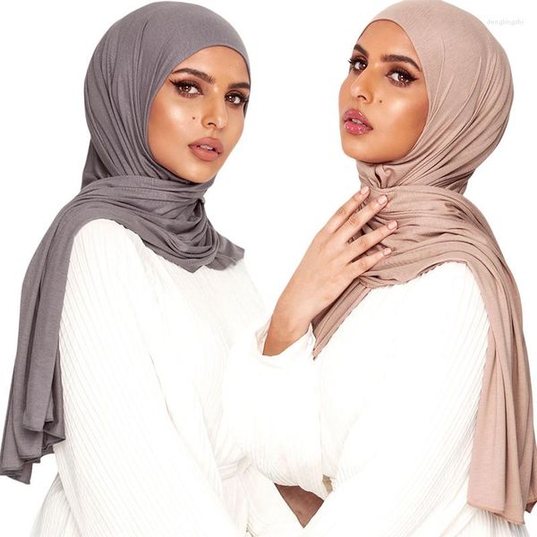 Foulards 80 180CM femmes musulman Modal coton Jersey Hijab écharpe châle Ramadan mode longue plaine doux Turban dames africaines