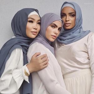 Foulards 85 180cm Musulman Mousseline Hijab Châles Écharpe Femme Solide Maxi Tête Wraps Femmes Hijabs Dames Foulard Femme Musulman Voiles