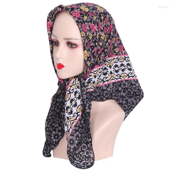 Foulards 85 85cm Femmes Style Pastoral Floral Imprimer Bandana Russe Foulard Carré Ethnique Châle Femme Head Wraps Bandeau