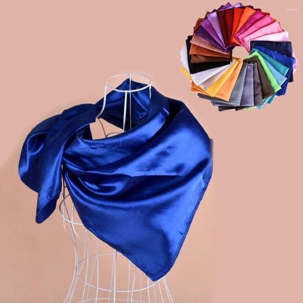 Bufandas 90 90 cm Bufanda para la cabeza Baggy Slouchy Beanie Seda Foulard Headwear Satin Bandana Square Chemo Caps Pañuelo Hijab Mujeres Damas