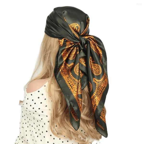 Bufandas 90 90 cm Vintage Paisley Bufanda de seda Bufanda Top Headwraps Mujeres Four Seasons Scarve Hijab Foulard Bandana Femme Headscarf