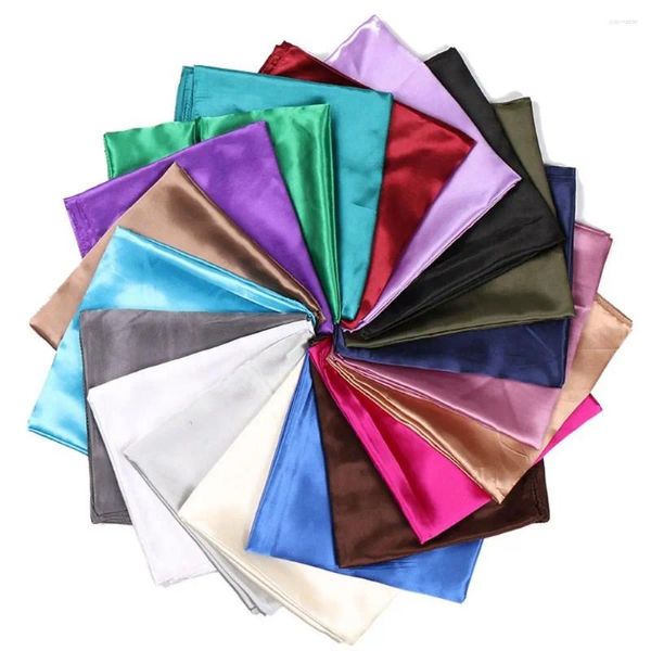 Bufandas de 90 cm bufanda satén de satén elegante suave gran tamaño puro color chal pañuelo liviano cuello cuadrado damas/niñas