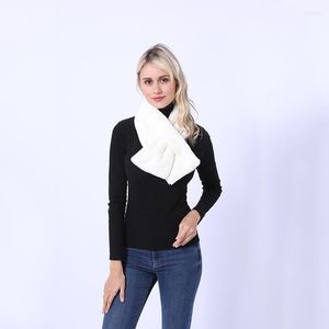 Foulards 90cm femmes hiver épaissir peluche fausse fourrure écharpe col solide châle cou plus chaud haussements d'épaules tricoté foulard longs enveloppements