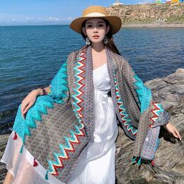 Foulards 90x180cm imprimé doux lin coton écharpe châles femmes luxe Premium Foulard Femme longue Floral gland écharpes Echarpe