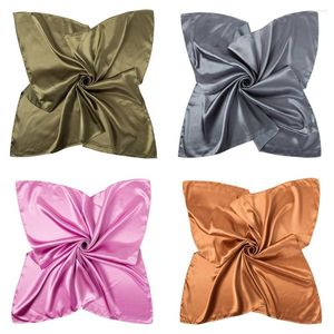 Foulards 90x90cm mode foulard cheveux écharpe pour femmes imprimé fleuri soie Satin Hijab écharpes carré châle bandeau dames