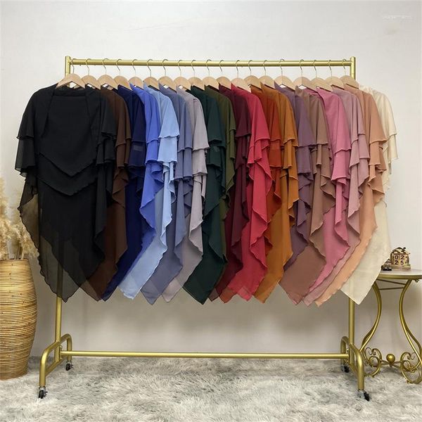 Bufandas Abayas para mujeres musulmanas lisas triples Khimar Hijab gorras bufanda cubierta para la cabeza prenda de oración tocado Dubai Arabia Saudita Turquía Indonesia