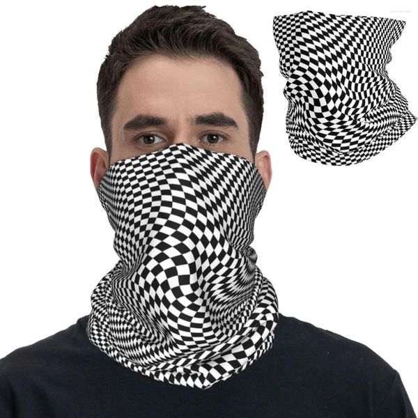 Bufandas Abstracto 3D Cheque Negro Blanco Geométrico Pasamontañas Envoltura Bufanda Mercancía Cubierta para el cuello Bandana Correr Banda para el cabello Muñeca Unisex