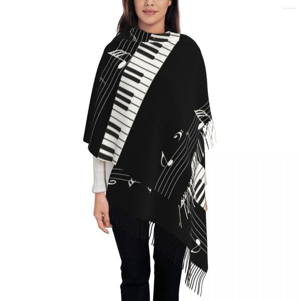 Bufandas Teclas de piano abstractas con notas musicales Chales y chales para la noche Ropa elegante para mujer