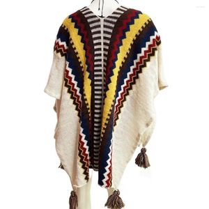 Foulards accessoires chaud tricot châle Bandana couverture épaisse Style ethnique Cape bohême écharpe femmes gland étoles