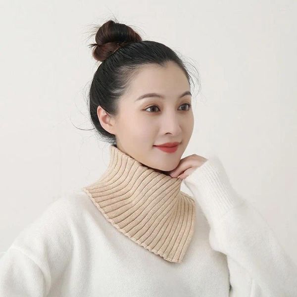 Écharpes accessoires femmes bavoir col haut couleur unie enveloppes Style coréen tricoté faux col roulé écharpe femme laine