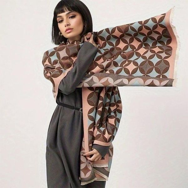 Foulards acrylique hiver chaud impression écharpe femme mode épais cachemire cou décontracté châle bandana hijab enveloppes silencieux dame
