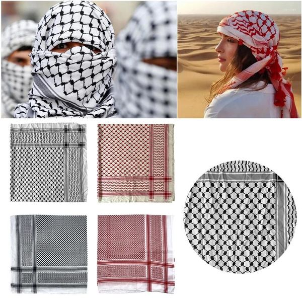 Écharpes adultes hommes arabes coton coton arabe turban jacquard keffiyeh wrap 125x125 / 140x140cm accessoires de costumes arabes