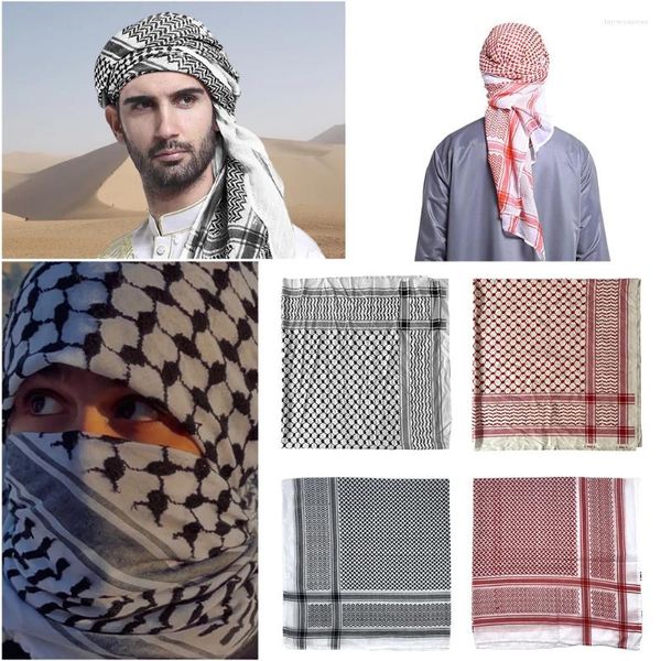 Écharpes adultes hommes arabes coton coton Shemagh Headscarf Jacquard Keffiyeh Arabe 125x125 / 140x140cm accessoires de costumes arabes