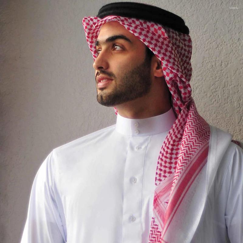 Scarves Adult Men Arab Head Scarf Jacquard Arabic Turban Cotton Keffiyeh 125x125/140x140cm Arabian Costume Accessories