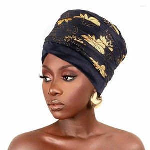 Bufandas Mujeres africanas Terciopelo Cola larga Pañuelo Sombrero Étnico Bronceado Gorro Turbante Hijab Musulmán Bonnet Diadema Accesorios para el cabello
