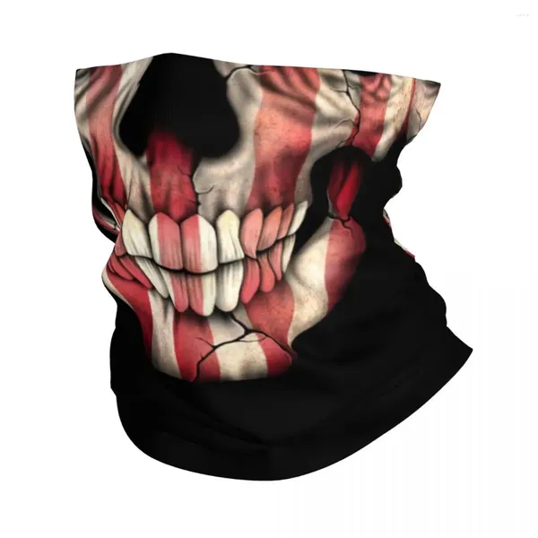 Foulards Drapeau américain Crâne Bandana Cou Gaiter Imprimé Wrap Écharpe Visage Multi-usage Chapeaux Cyclisme Unisexe Adulte Lavable