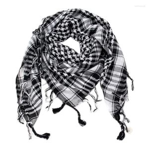 Craquins arabes Keffiyeh hommes hivernaux Military Tactical éparfin de vent noir et blanc Coton musulman Hijab Shemagh Square