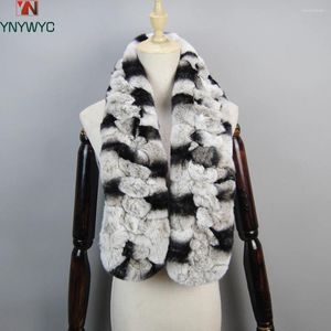 Écharpes Arrivée Femmes longs de style naturel Rex Fur hiver chaleureux Lady Real Minfler tricoté écharpe