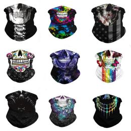 Foulards Arrivées Halloween Crâne Visage Couverture Refroidissement Cou Gaiter Tube Personnalisé Bandana Cyclisme Headwear Magique Respirant Écharpe 280P