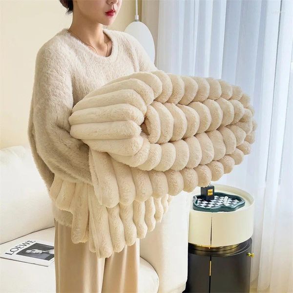 Foulards en peluche artificielle, couvertures chaudes d'automne pour lits, molleton de corail doux, couverture de canapé, confortable, épais, drap de lit
