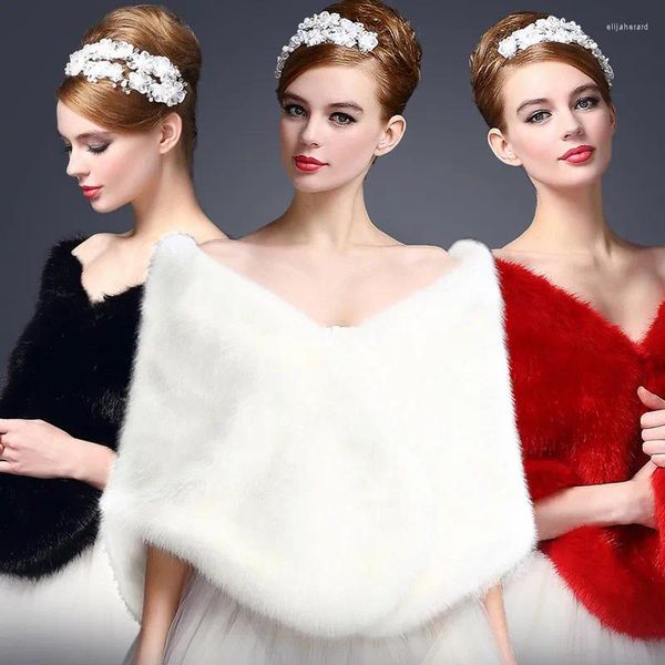 Foulards automne et hiver mode dames imitation fourrure épaissie robe de mariée chaude manteau châle de mariage accessoires de couleur unie