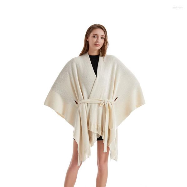 Foulards Automne Et Hiver Commerce Extérieur Vente Style Européen Américain Couleur Pure Split Cape All-Match Châle Grande Taille Wom