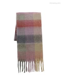 Écharpes automne et hiver nouveau style imitation cachemire Ac écharpe pour étudiantes arc-en-ciel plaid mi-longue polyvalente