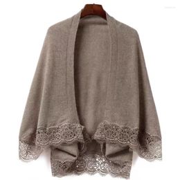Sjaals herfst- en winterwol gebreide sjaal sjaal voor tweeërlei gebruik vrouwelijk kant airconditioning kamer dunne jas cape los