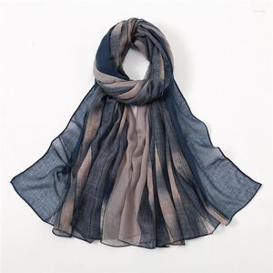 Sjaals herfst mode ombre gradient plaid dunne viscose sjaal lady print voile sjaals en wraps pashmina foulards moslim hijab 180 90 cm