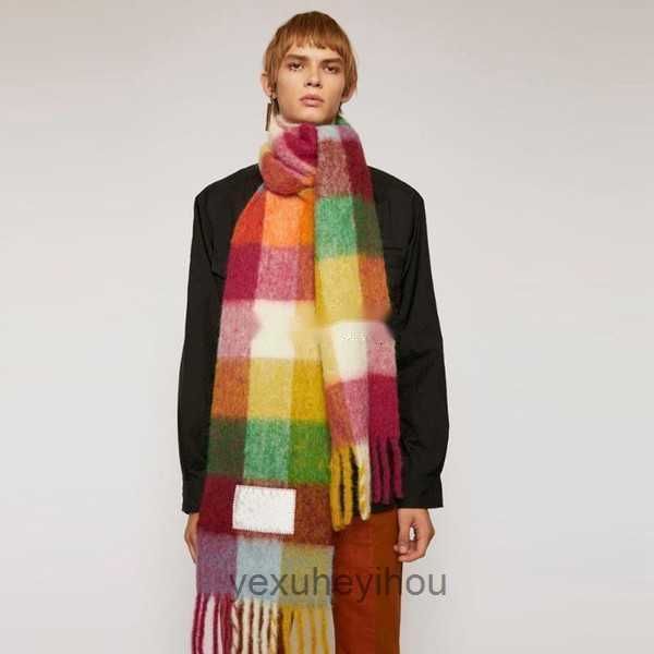 Foulards Automne Multicolore Plaid Frangé Écharpe Femme AC Le Même Arc-En-Ciel Mode Châle Hommes et Warm0pgd