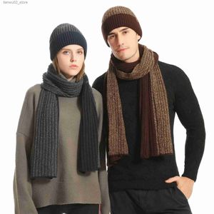 Foulards Automne Hiver Tendance De La Mode Couleur Unie Beau Tricoté Simple Cou Chaud Chapeau De Protection Chapeau Écharpe Gants Unisexe Trois Pièces Ensemble Q240228