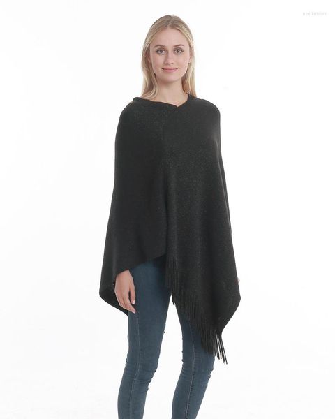 Foulards Automne Hiver Poncho Style Col Roulé Pulls Tricotés Femme Arrivée Pull Femmes Tricots Jumper Mode Lâche Cape Manteau