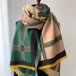 Bufandas otoño invierno bufanda mujeres pashmina chales y envolturas manta de cachemira estolas gruesas cálidas para dama al aire libre bufanda impresión 220920