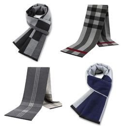 Lenços outono inverno quente lenço masculino xadrez listrado lenços mais grossos para homens cashmere lã neckwarmer luxo bandana xales envoltório masculino 231011