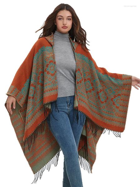 Foulards Automne Hiver Femmes Vintage Écharpe Couches Et Ponchos Tricoté Imprimer Chaud Chales Femme Couverture Capa Para Mujer Pashmina Wrap Châle