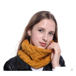 Foulards Automne Hiver Femmes Tricoté Cou Chaud Tricot Twist Écharpe Foulard Drop Livraison Accessoires De Mode Chapeaux Foulards Gants DHD8A