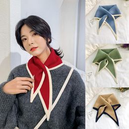 Foulards automne hiver laine tricoté Triangle croix écharpe femmes élastique arc coréen chaud faux col cou femme châle et