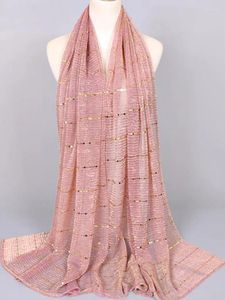 Bufandas otoño mujer largo estilo casual material de poliéster 2024 moda plata raya chal lentejuelas fina bufanda transpirable