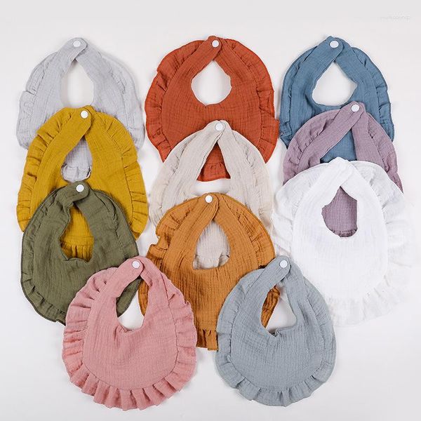 Foulards bébé salive serviette écharpe volant bord gaze coton bavoir double couche crêpe