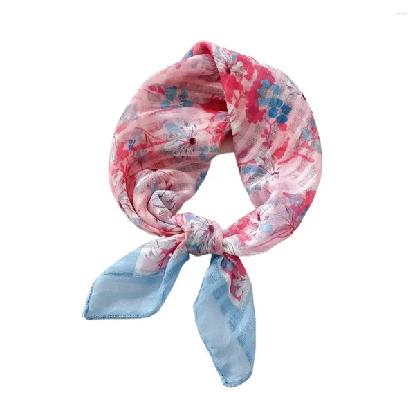 Foulards Bandanas Tisser Cheveux Décorer Cravate Style Coréen Bande Fleur Foulard En Soie Carré Femelle Imprimé