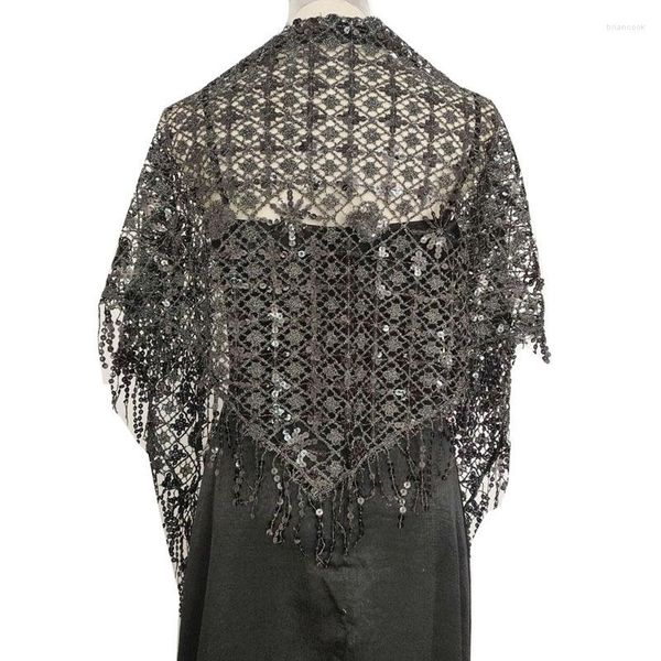 Bufandas Vestido de banquete Chales Mujeres Elegante Lentejuelas Capas Echarpes triangulares Vestido de novia Sexy Tassel Cloaks Pashmina