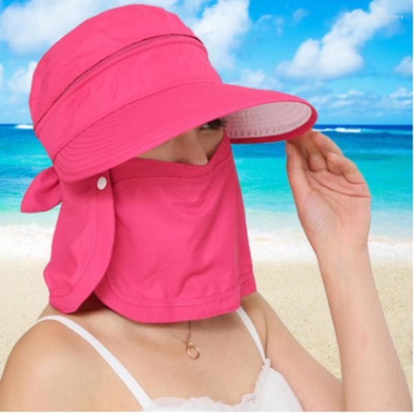 Sciarpe Cappelli da spiaggia per copricapo femminile Estate Stile coreano Sport Ciclismo Cappello da sole Protezione UV Maschera solare per donna all'aperto